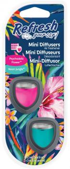 REFRESH Your Car Psychedelic Flower/Neon Jungle(Rot&Mint)Mini-Diffusor Air Fresh
